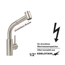 Spültischbatterie lever mixer tap low pressure retractable product photo