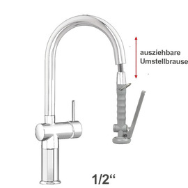 Hand shower VARIO 1/2" lever mixer tap | grey lever round short product photo
