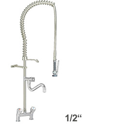 Pre-rinse shower praxitop 1/2" two-handle mixer tap Pentachrome metal handle product photo