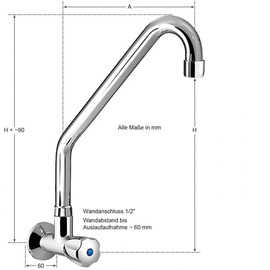 wall valve profi 1/2" Pentachrome metal handle | outreach 300 mm product photo  S