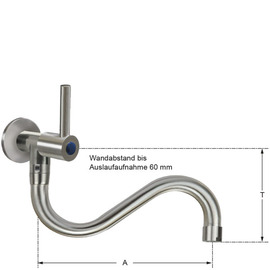 wall valve clamix 1/2" lever mixer tap lever round long S-outlet below A 230 mm product photo  S