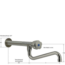 wall valve clarix 3/4" S-outlet below wall extension L 210 mm A 230 mm product photo  S