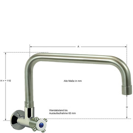 wall valve clasix 1/2" C-spout straight A 350 mm product photo  S