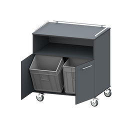 outdoor service station | clearing station | shelf | 2 wing doors 2 waste bins 900 mm product photo