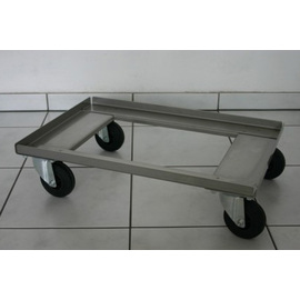 trolley stainless steel | suitable for aluminum carrier frame 600 x 400 mm, lengthwise insertion product photo