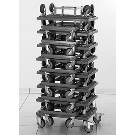 trolley stacker with 15 plastic trolleys 600x400 red product photo