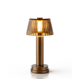 rechargeable table lamp Victoria brass antique | glass amber coloured H 230 mm product photo