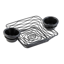table basket square with integrated ramekin holders steel black product photo