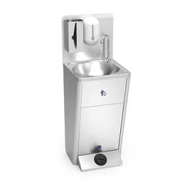 mobile hand wash basin with soap and paper towel dispenser product photo