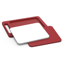 Cutting board with interchangeable cutting surface, red and white product photo