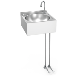 Stainless steel wall-mounted hand basin with 2 foot pedals, 450x450x215 mm product photo