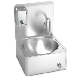 Wall-mounted stainless steel handwashing stations with rounded corners product photo