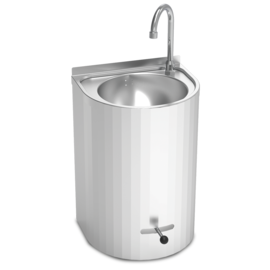 Round stainless steel wall-mounted hand basin with hand lever, 335x350x500 mm product photo