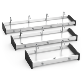 Double washbasin or wash trough for commercial use with knee valve - 4 taps product photo