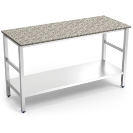 stainless steel table stainless steel with granite worktop | bottom shelf | 1000 mm x 600 mm H 870 mm product photo