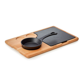 serving pan Ø 125 mm with serving plate wood cast iron product photo