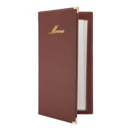 menu card CLASSIC DIN A45 leather look red with gold lettering "Menu" incl. inlay product photo