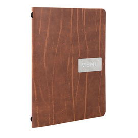 menu card RUGA DIN A5 leather brown with inscription "MENU" incl. inlay product photo