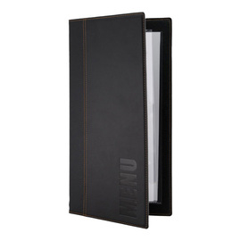 menu card TRENDY DIN A45 leather look black with inscription "MENU" incl. inlay product photo