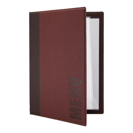 menu card TRENDY DIN A5 leather look red with inscription "MENU" incl. inlay product photo
