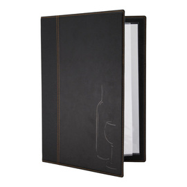 wine menu TRENDY leather look DIN A4 black with wine icon incl. inlay product photo