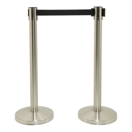 barrier system BUDGET RETRACTABLE set of 2 silver coloured | webbing colour black product photo