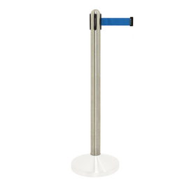 RETRACTABLE barrier post, stainless steel, blue strap product photo