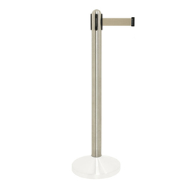 RETRACTABLE barrier post, stainless steel, gray belt product photo