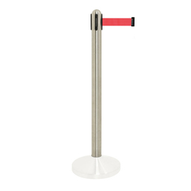 RETRACTABLE barrier post, stainless steel, red belt product photo