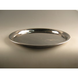 B-Stock | Round serving tray, made of chrome steel, high-gloss, Ø 41 cm, height 2.2 cm, with beaded rim, heavy quality product photo